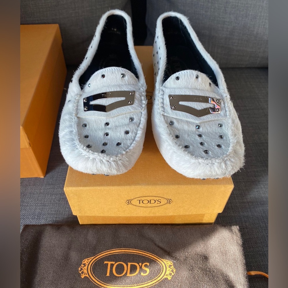 TOD’s CAMEL FUR LOAFERS WITH Swarovski stones